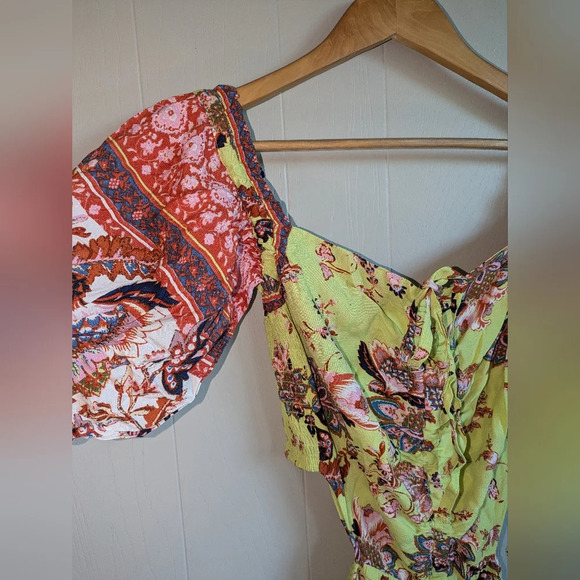 Free People Bali Citrus Skies Jumpsuit in Lemon Mango size Medium Resort Vaca - Picture 3 of 9